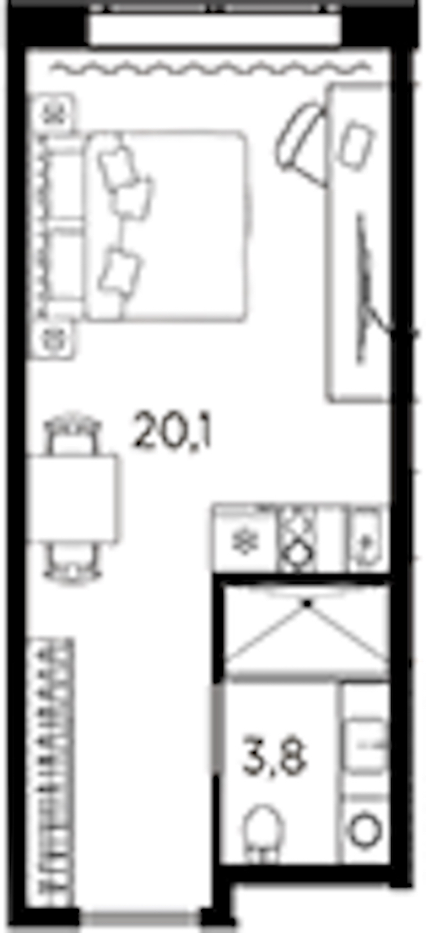 Квартира студия 23.9 м², 2/13 эт., ЖК «AVENIR Industrial»